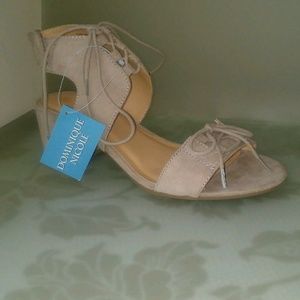 Natural Colored Suede Open-Toe Sandals